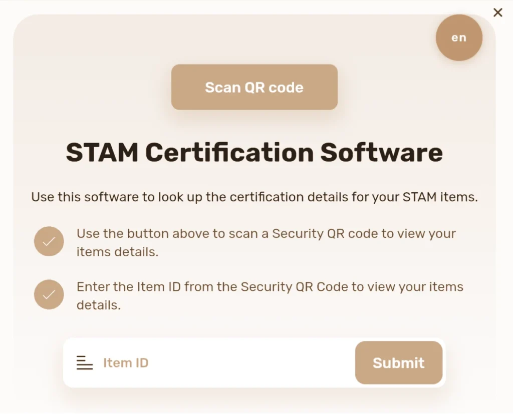 STAM certification Sotware